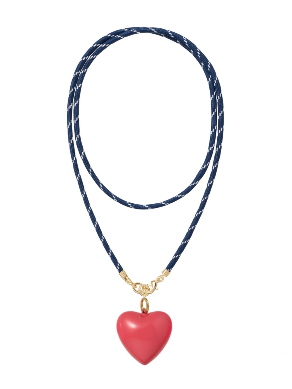 Roxanne Assoulin The Long Happy
Cord Charm 
Necklace Navy Cord Dark Rose Charm